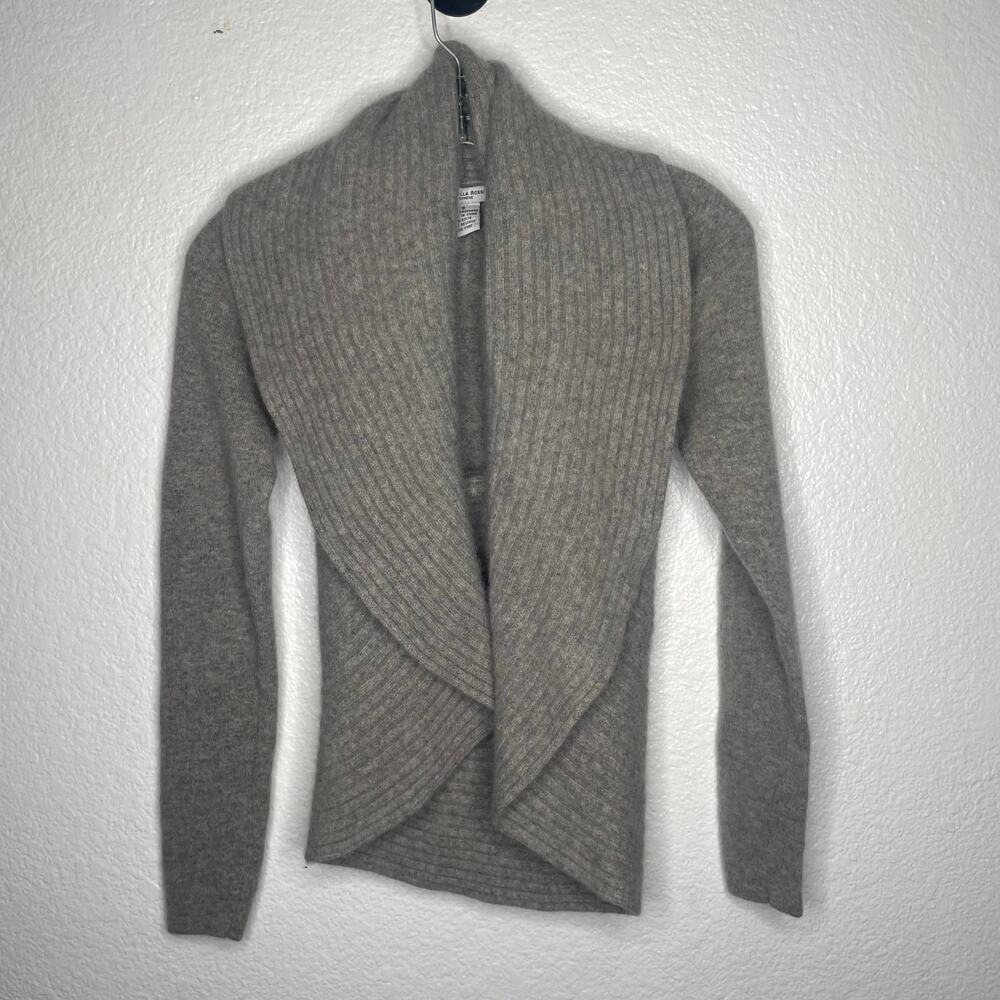Gabriella Rossi Womens Cardigan Size S Cashmere Gray Pull On Long Sleeve
